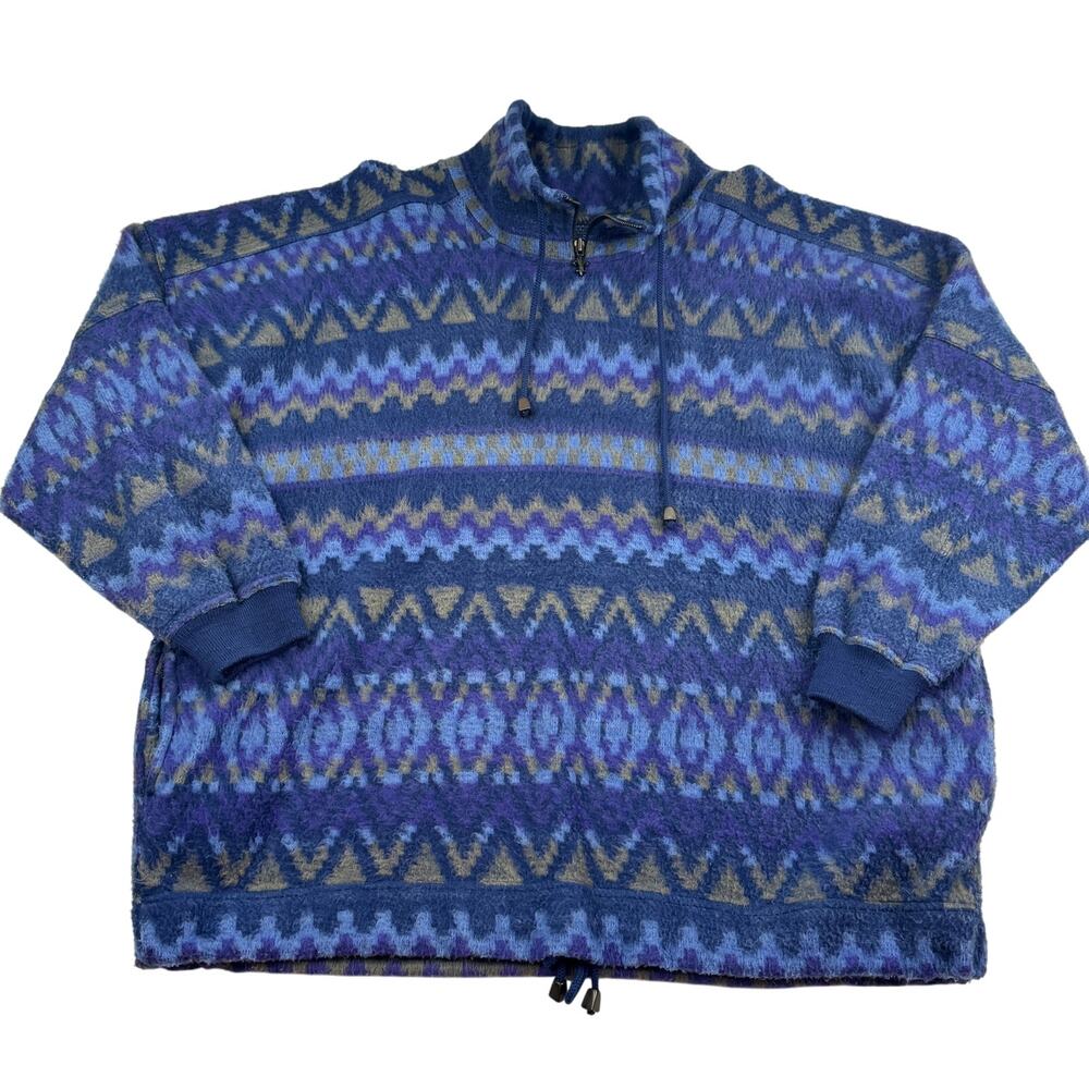 Express French Country Vintage Oversized Soft Fleece Pullover Women's Size L